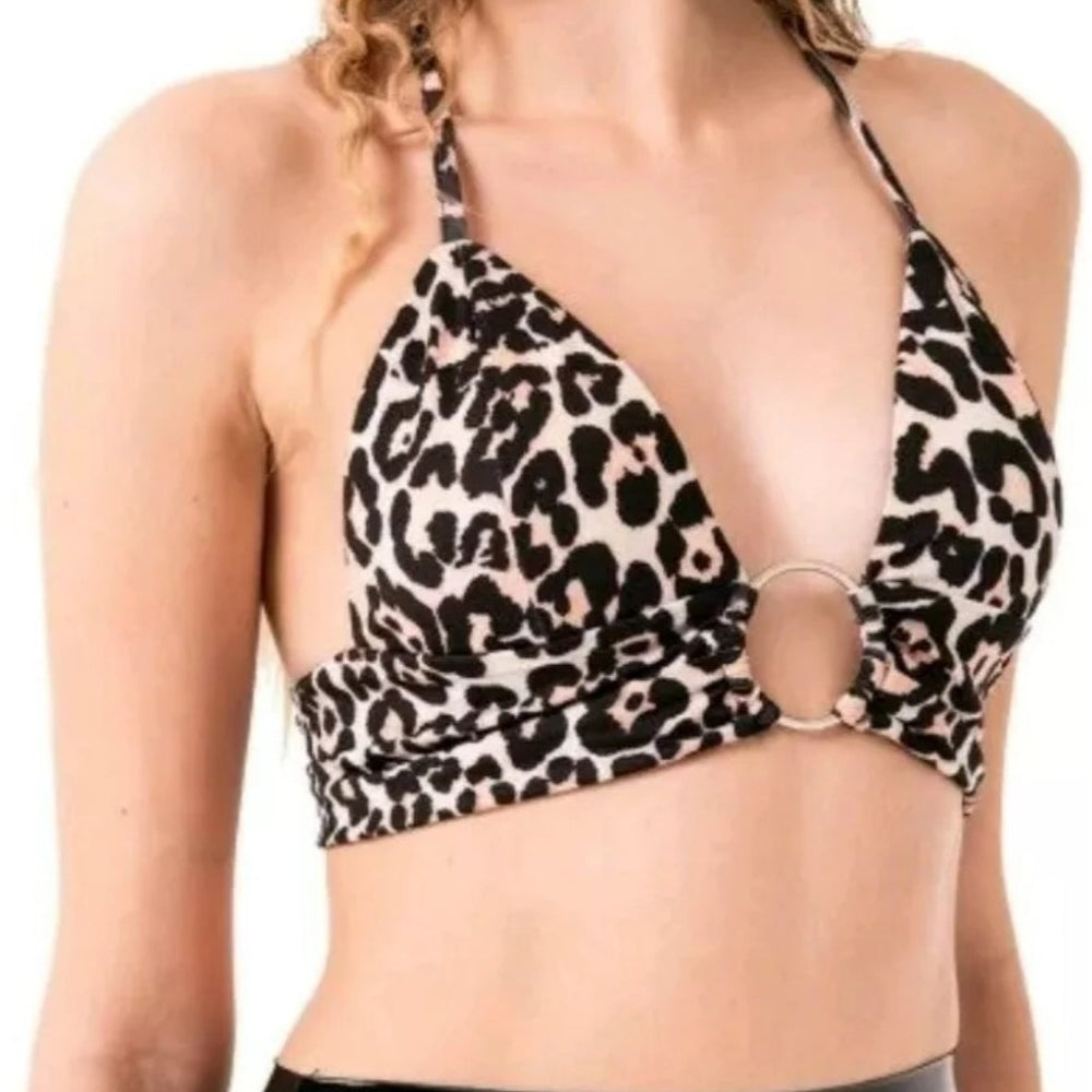 
                      
                        Plunging Printed Mesh Bikini Top
                      
                    