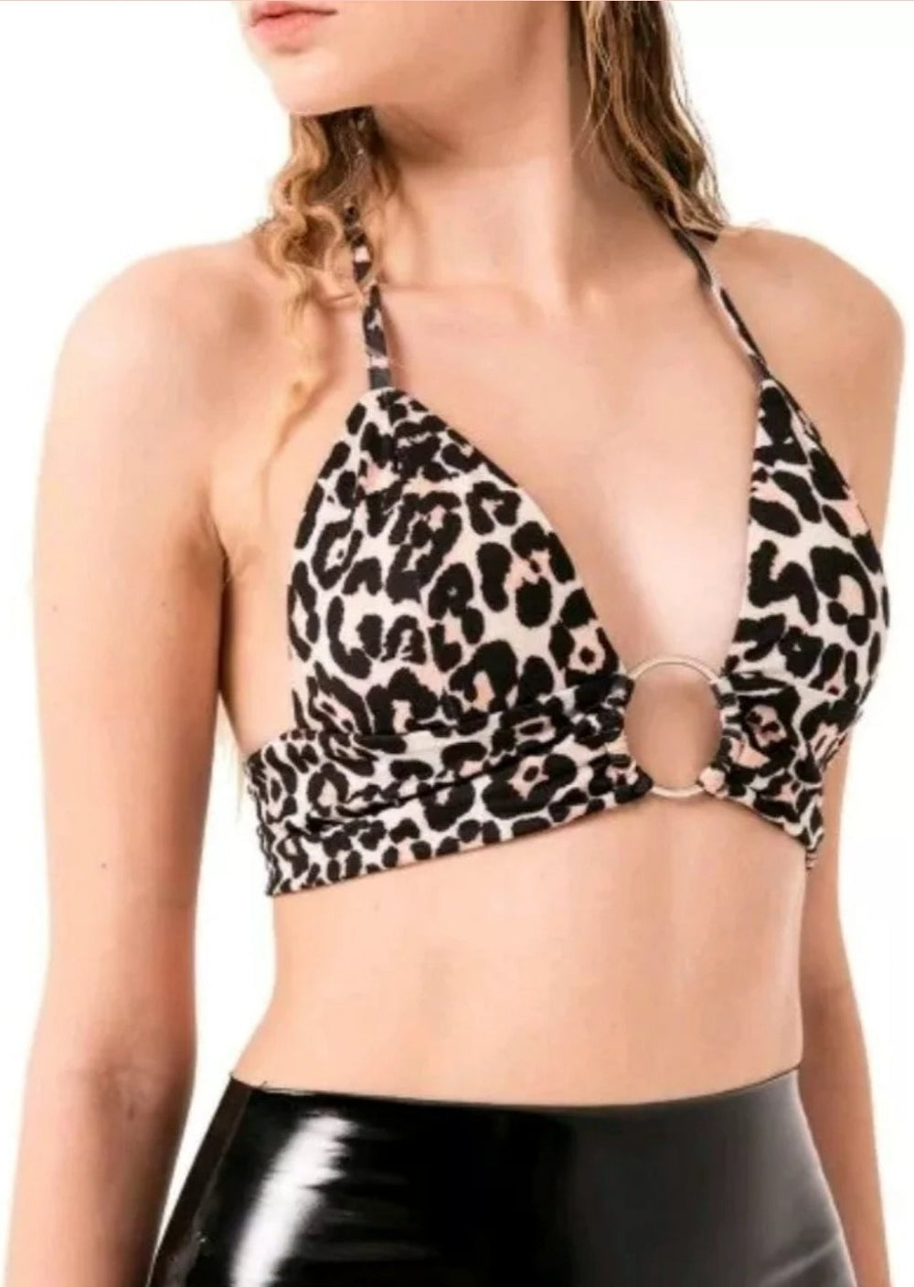 Plunging Printed Mesh Bikini Top