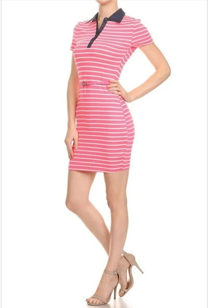 
                      
                        Banjul Pink Polo Style Belted Dress
                      
                    