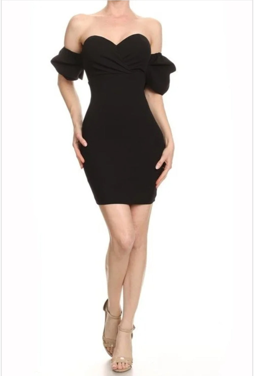 Banjul Black Solid Mini Dress