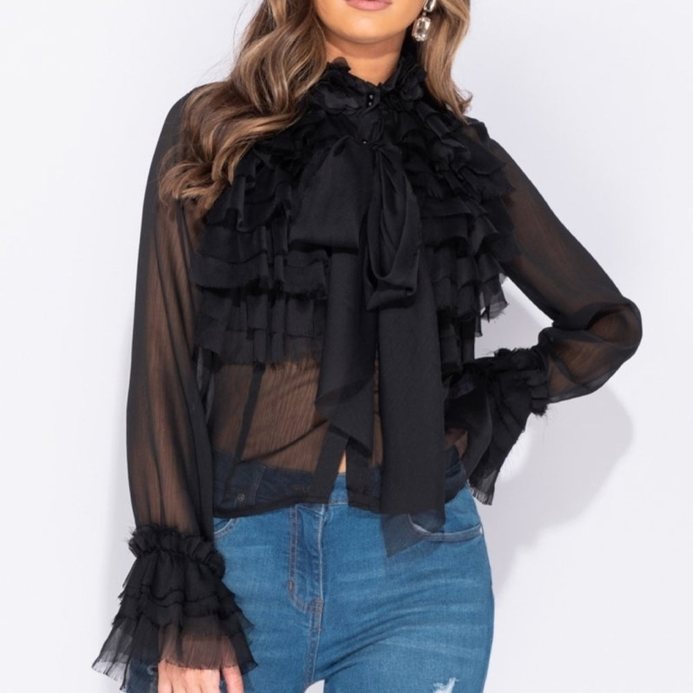 
                      
                        Bow Frill Detail Long Sleeve Blouse
                      
                    