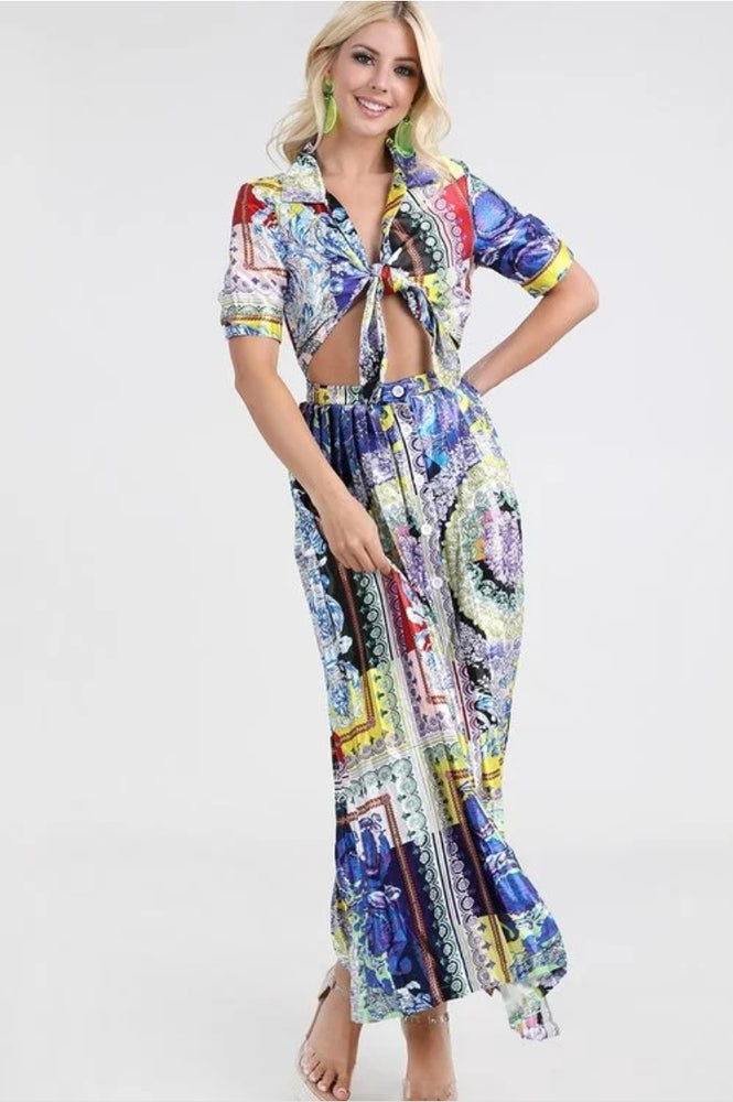 
                      
                        Print Open Front Tropical Dress
                      
                    