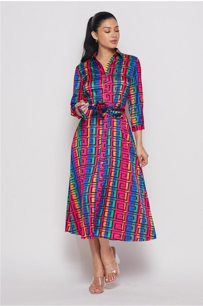 Banjul Multi Printed Shirt Dress