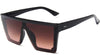 Pink Brown Flat Top Classic Square Sunglasses