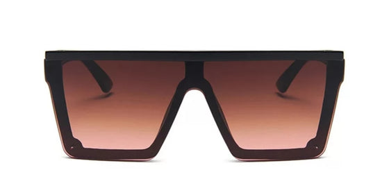 Pink Brown Flat Top Classic Square Sunglasses