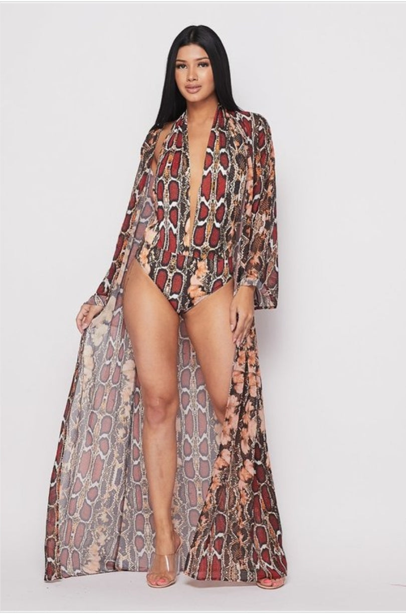 Snakeskin Open Front Kimono