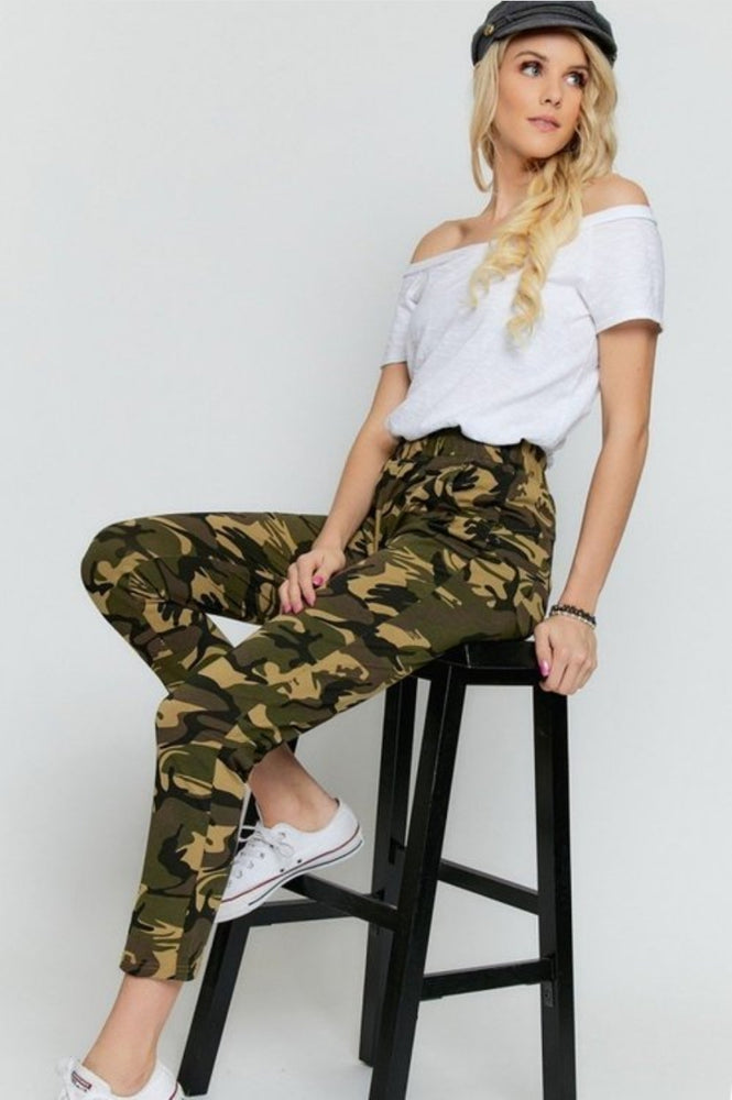 
                      
                        Army Camouflage Print Elastic Waist Pants
                      
                    