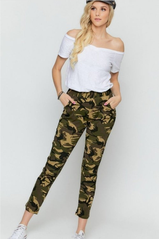 
                      
                        Army Camouflage Print Elastic Waist Pants
                      
                    