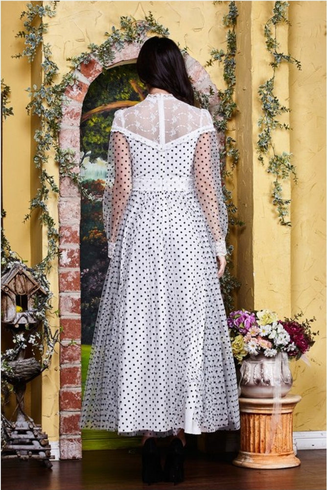 
                      
                        Shoulder Lace Detailed Polka Dot Maxi Dress
                      
                    