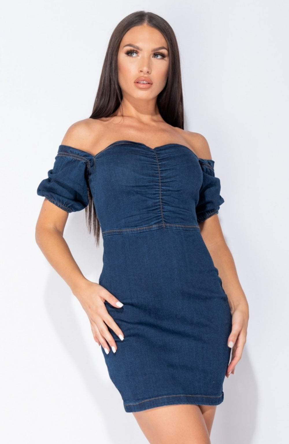 Parisian Indigo Denim  Bodycon Mini Dress