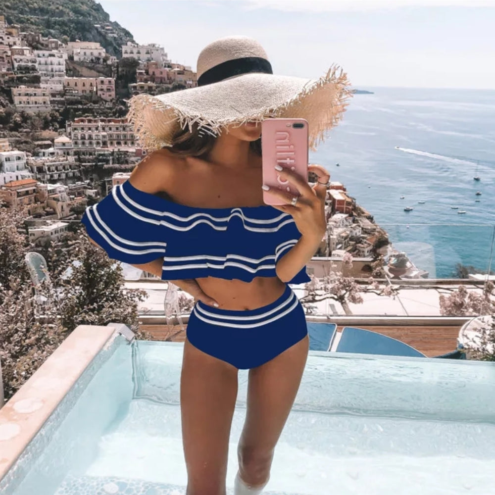 
                      
                        Sexy Off Shoulder  Two Piece Bathing Suit
                      
                    