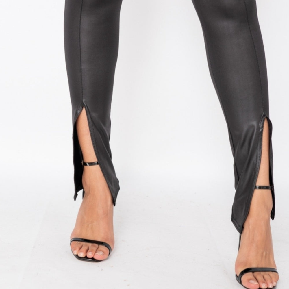 
                      
                        Parisian Black Wet Look Split Front Leggings
                      
                    