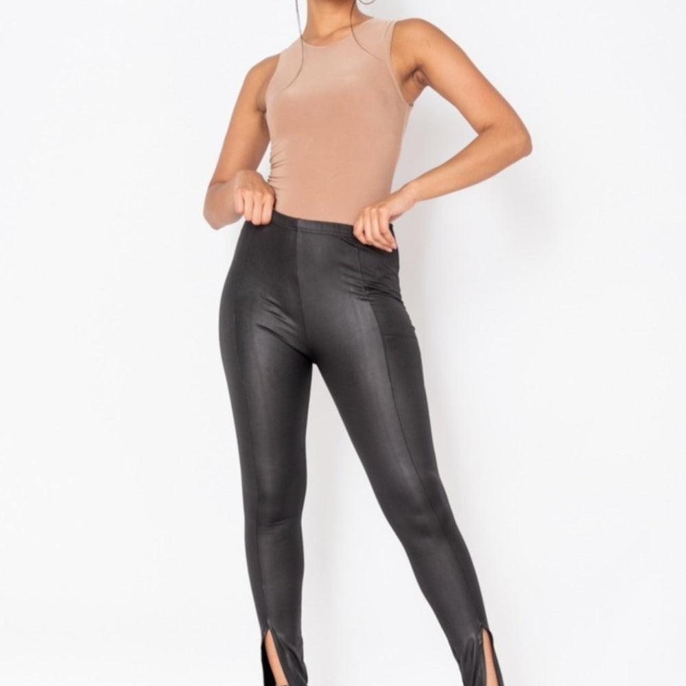 
                      
                        Parisian Black Wet Look Split Front Leggings
                      
                    