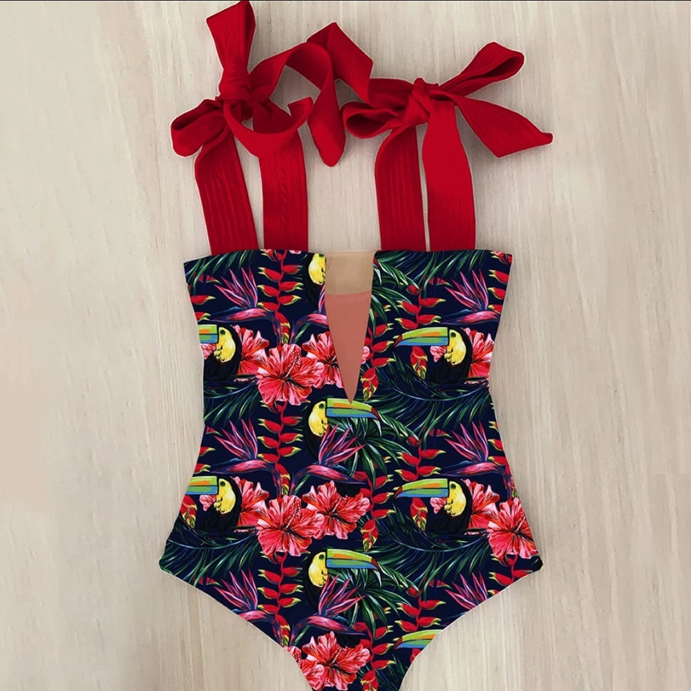 
                      
                        Multi Print Bow Swimwear Hollow Out Bathing Suit
                      
                    