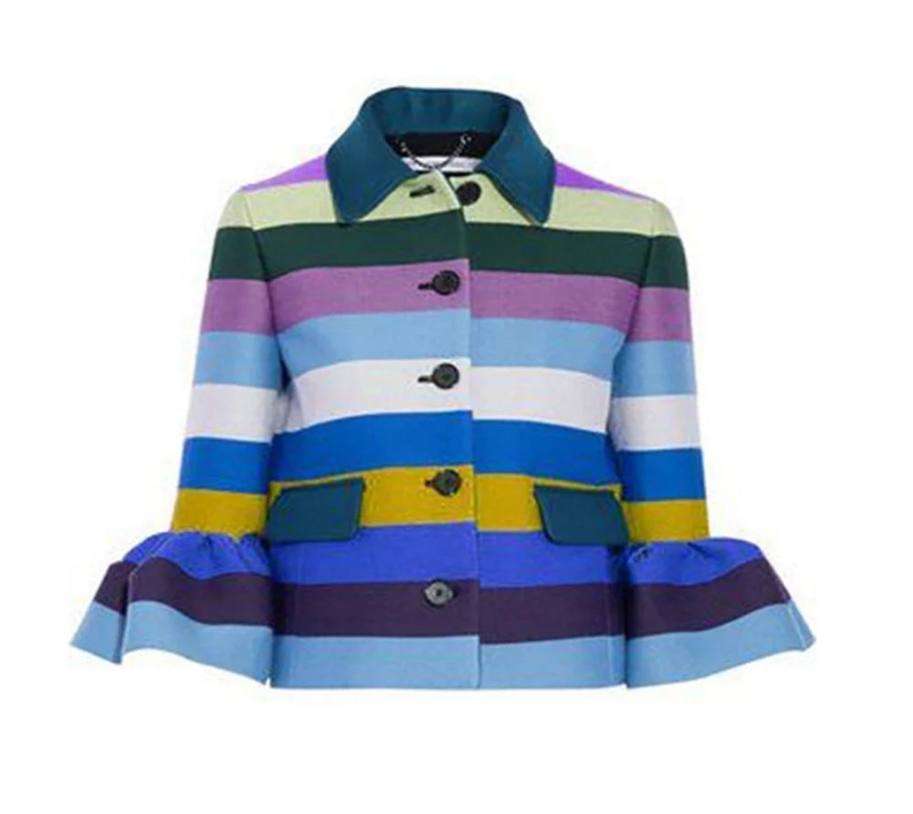 
                      
                        Blue Rainbow Stripes Women Jacket
                      
                    