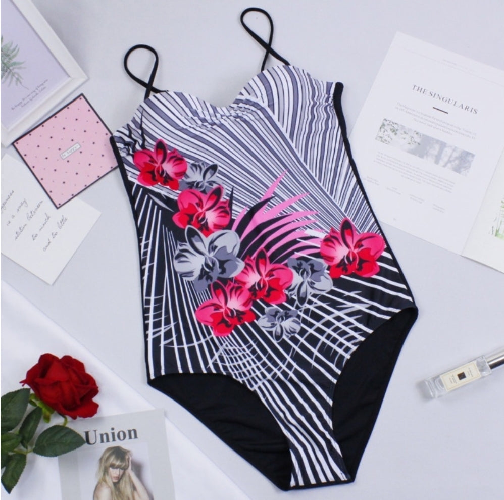 Floral Print One Piece Swimsuit