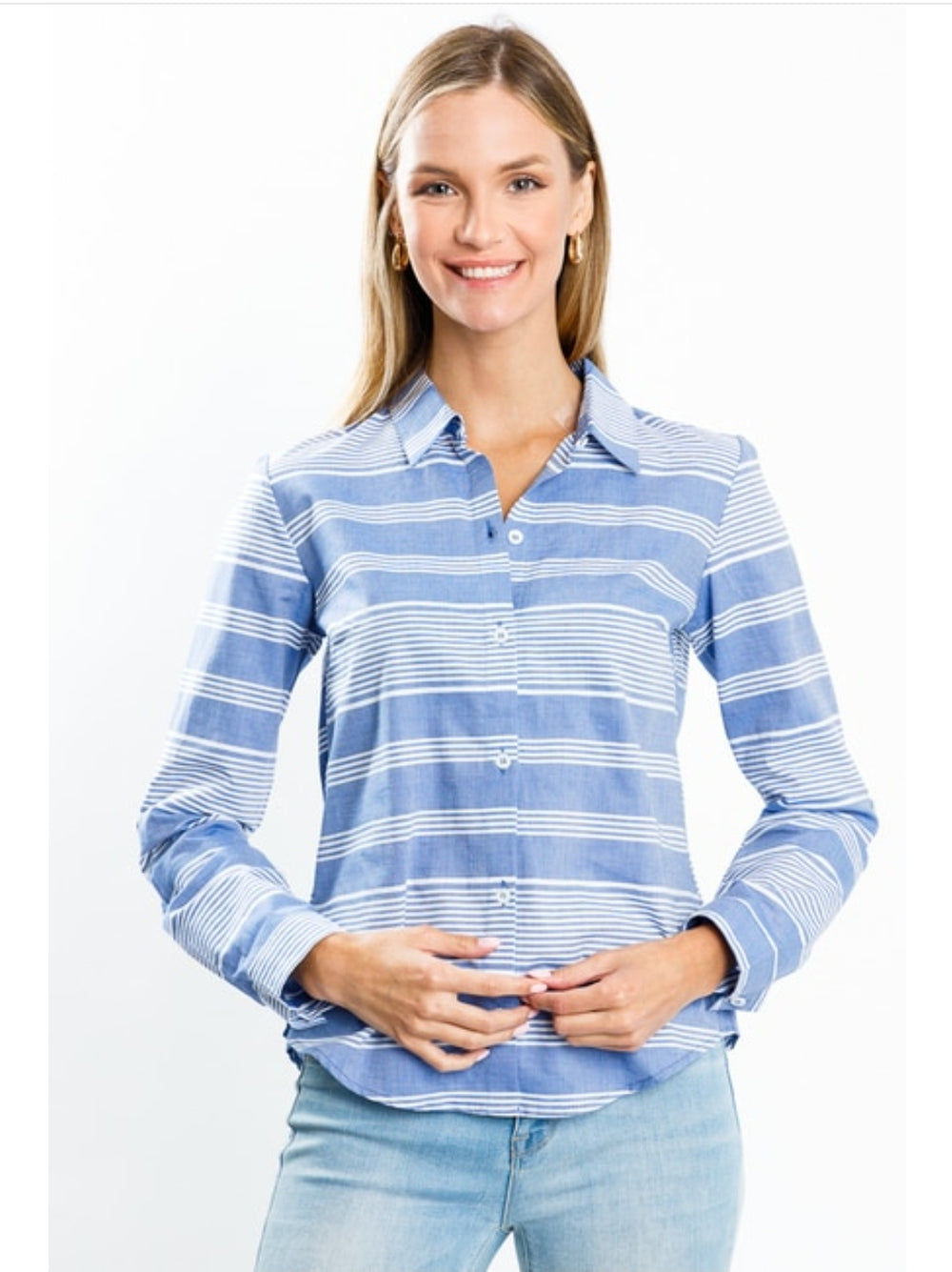 Blue Striped Button Down Shirt