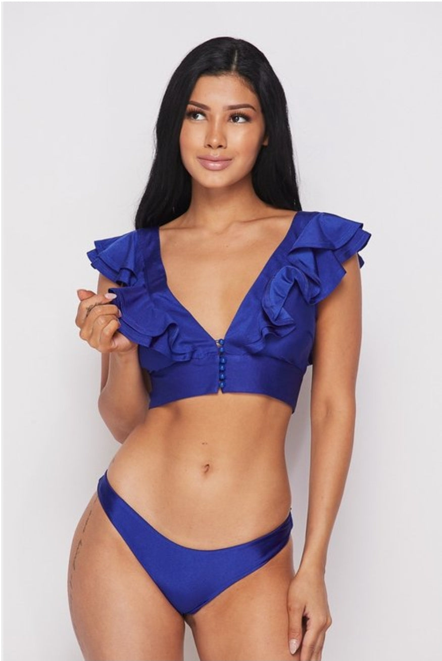 Royal Blue Ruffled Two Piece Bikini