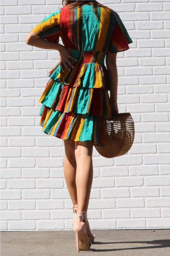 
                      
                        Multi Color Ruffled Mini Dress
                      
                    