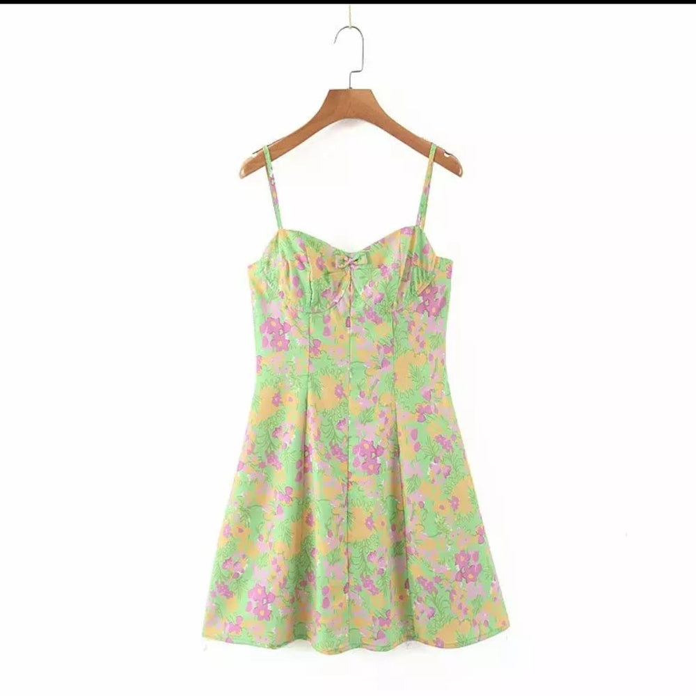 
                      
                        Floral Print Green Mini Dress
                      
                    