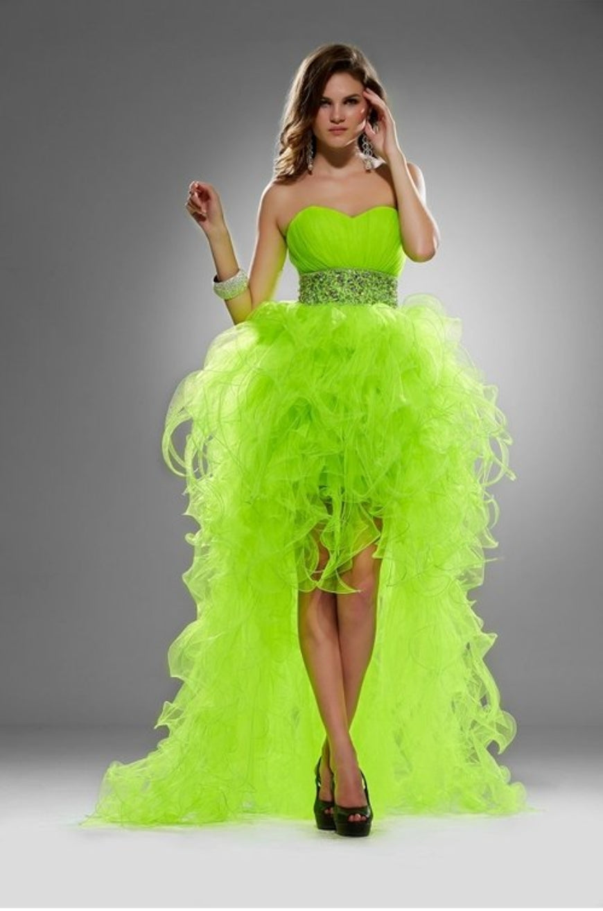 Strapless Hi Low Ruffled Dress Gown