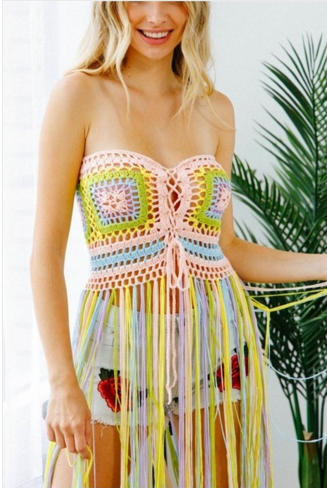 
                      
                        Multi Colored Fringe Knit Top
                      
                    