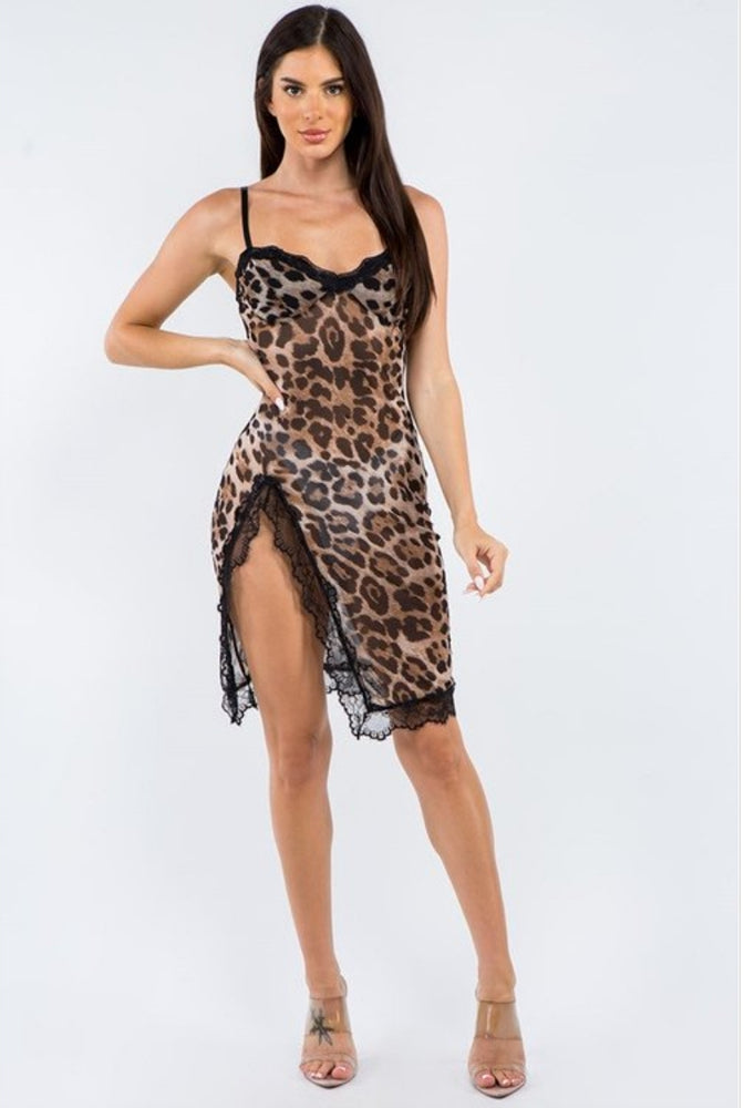 
                      
                        Leopard Print Mesh Dress Sleepwear
                      
                    