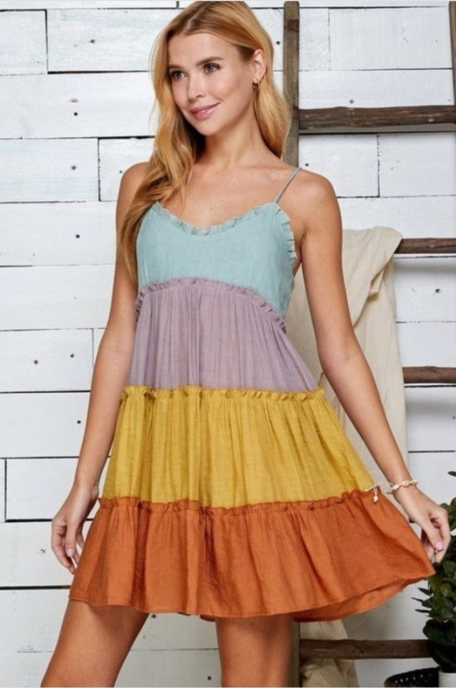 
                      
                        Multi Rust Ruffled Tiered Mini Dress
                      
                    