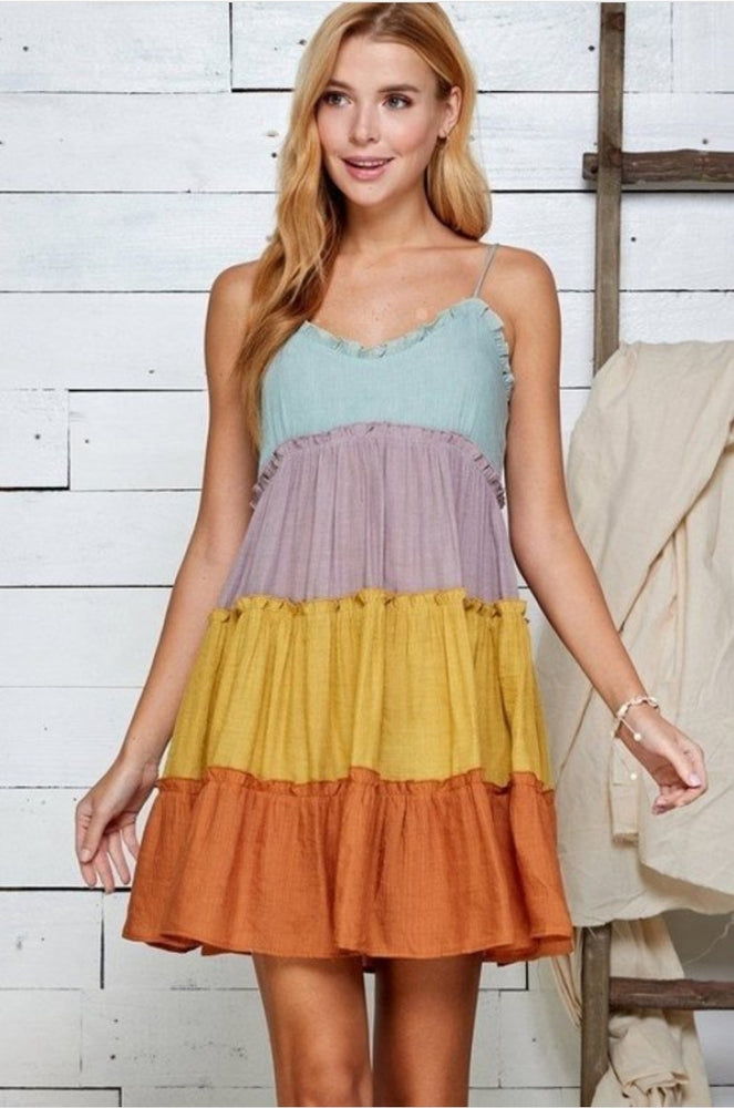 
                      
                        Multi Rust Ruffled Tiered Mini Dress
                      
                    