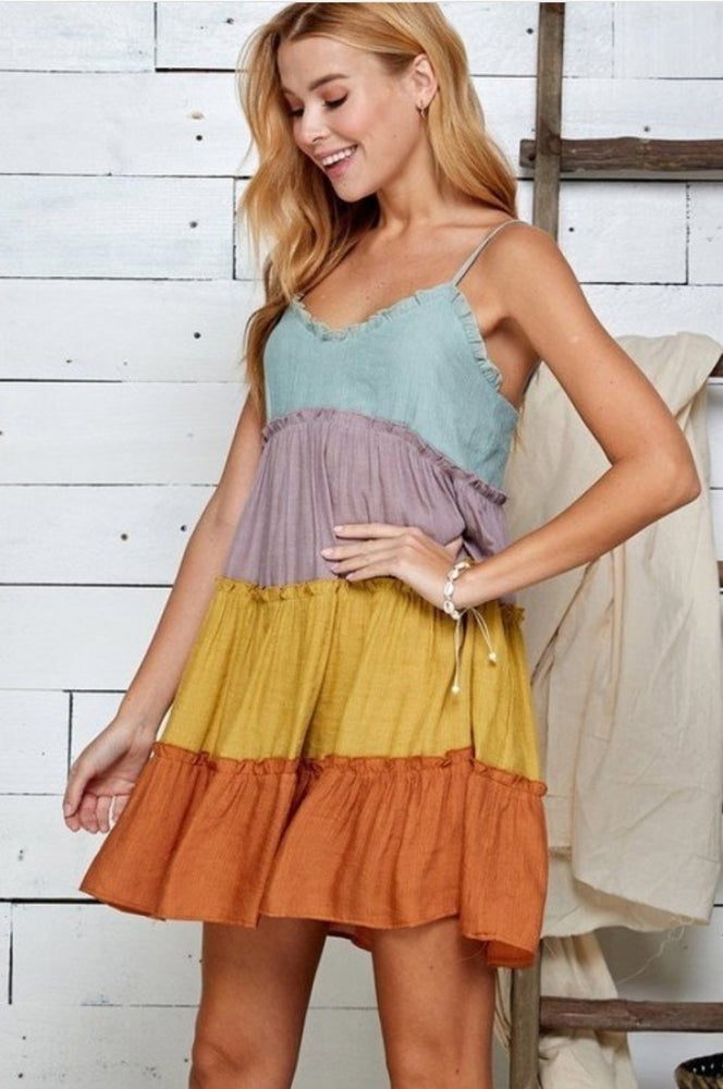 
                      
                        Multi Rust Ruffled Tiered Mini Dress
                      
                    