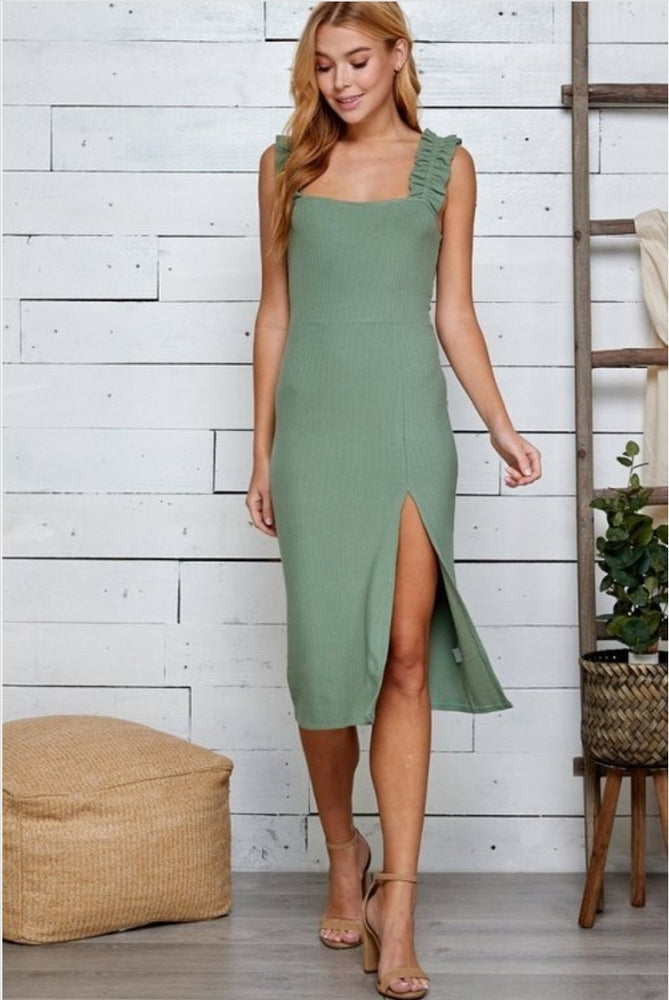 
                      
                        Green Fitted High Slit Midi Dress
                      
                    