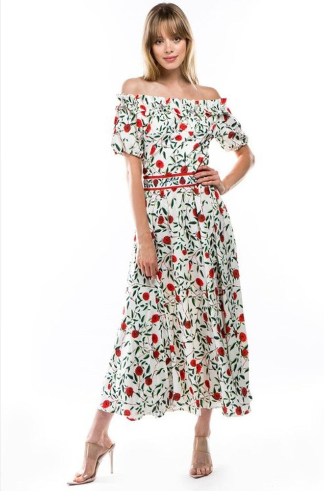 Floral Off Shoulder Maxi Dress