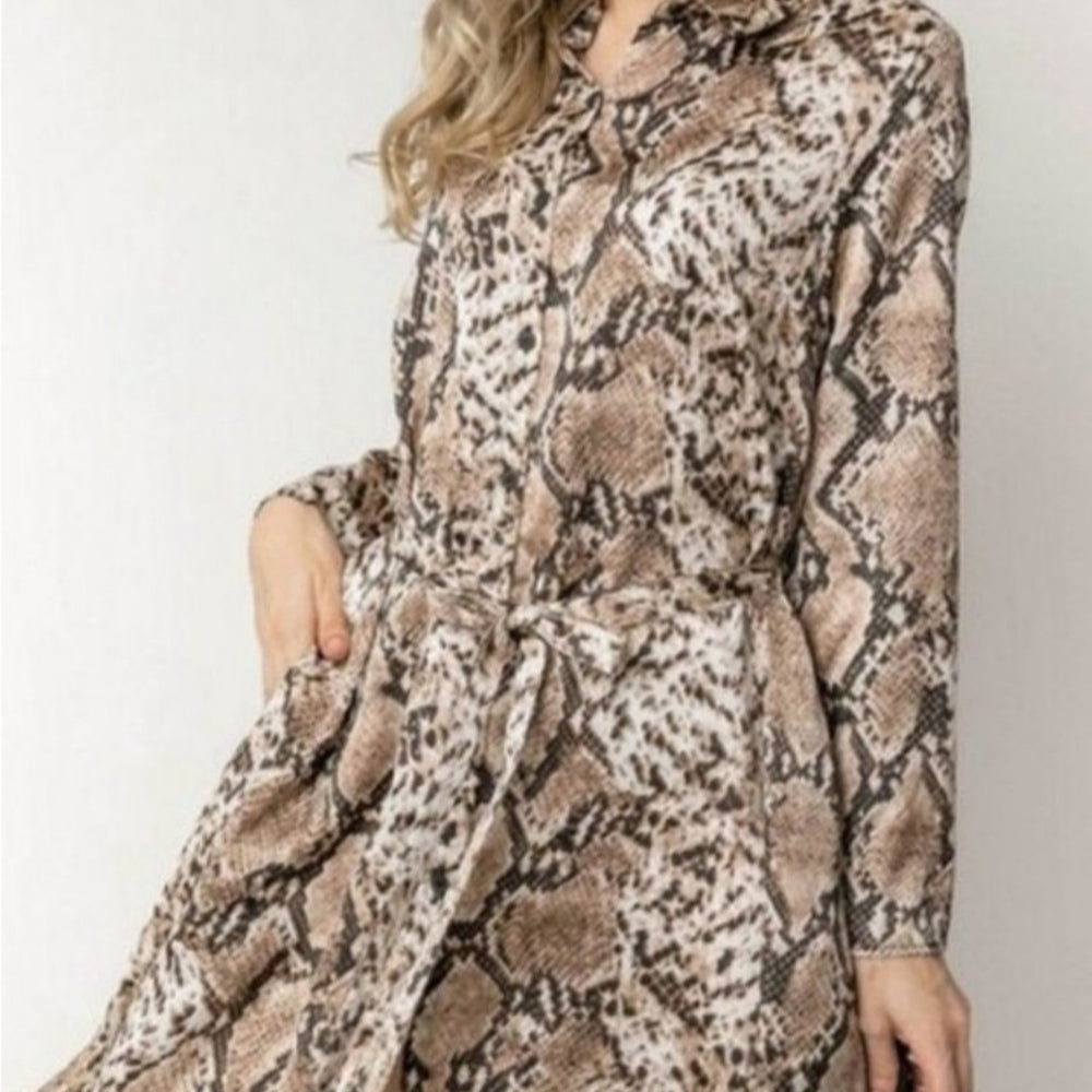 
                      
                        Wild Animal Python Print Shirt Dress with Belt
                      
                    