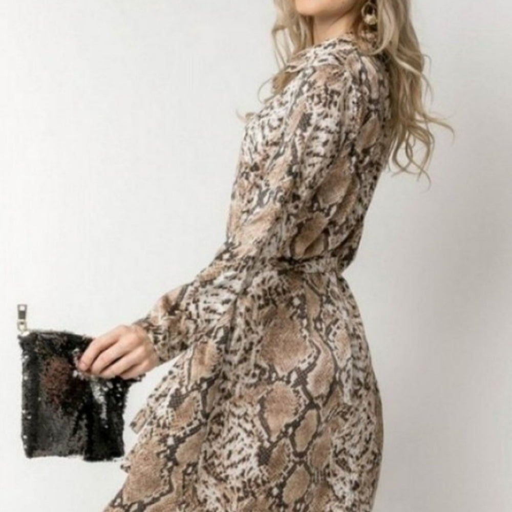 
                      
                        Wild Animal Python Print Shirt Dress with Belt
                      
                    