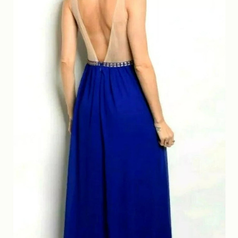 Solid Color Plunging Maxi Dress