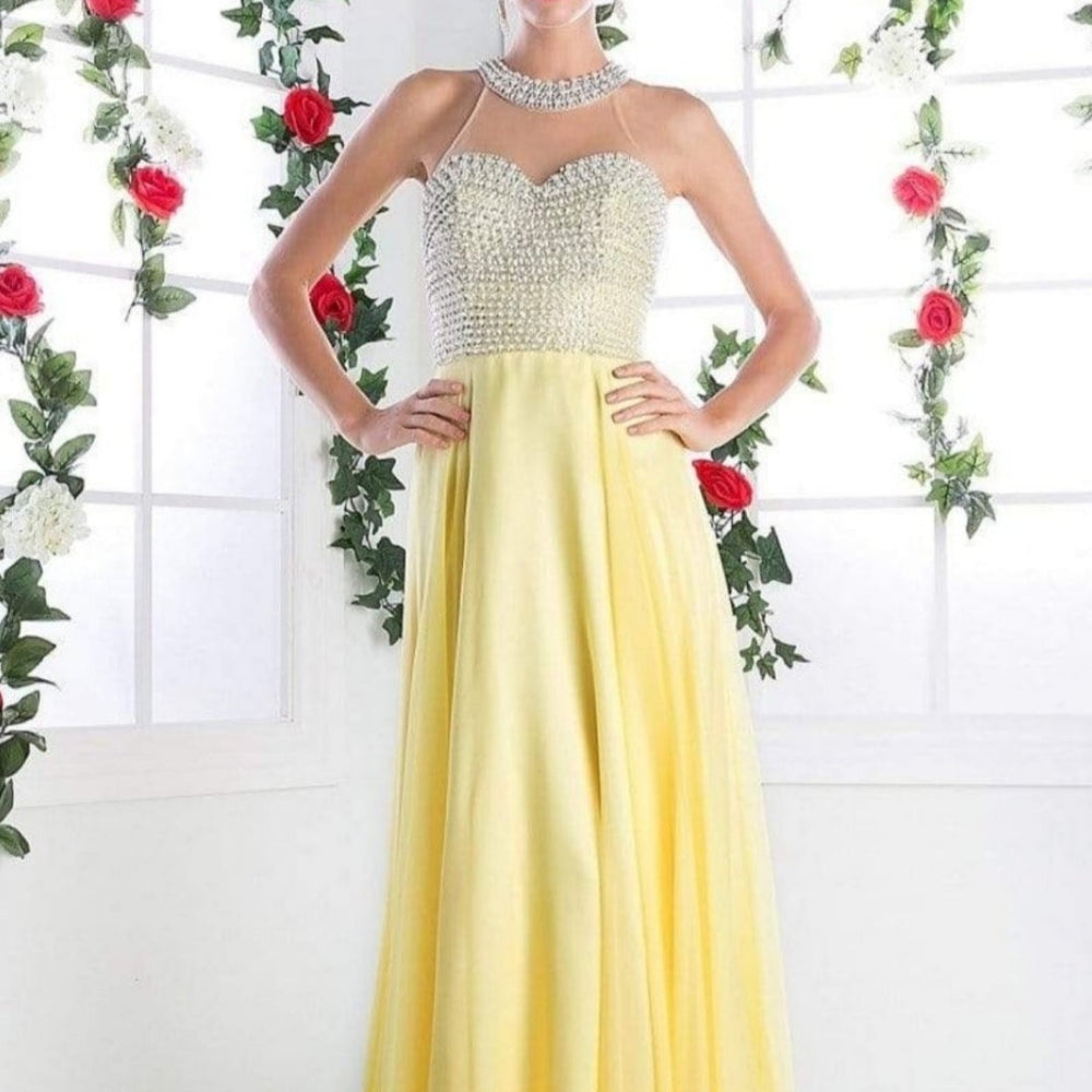 
                      
                        Cinderella Divine Chiffon Beaded Gown Yellow
                      
                    