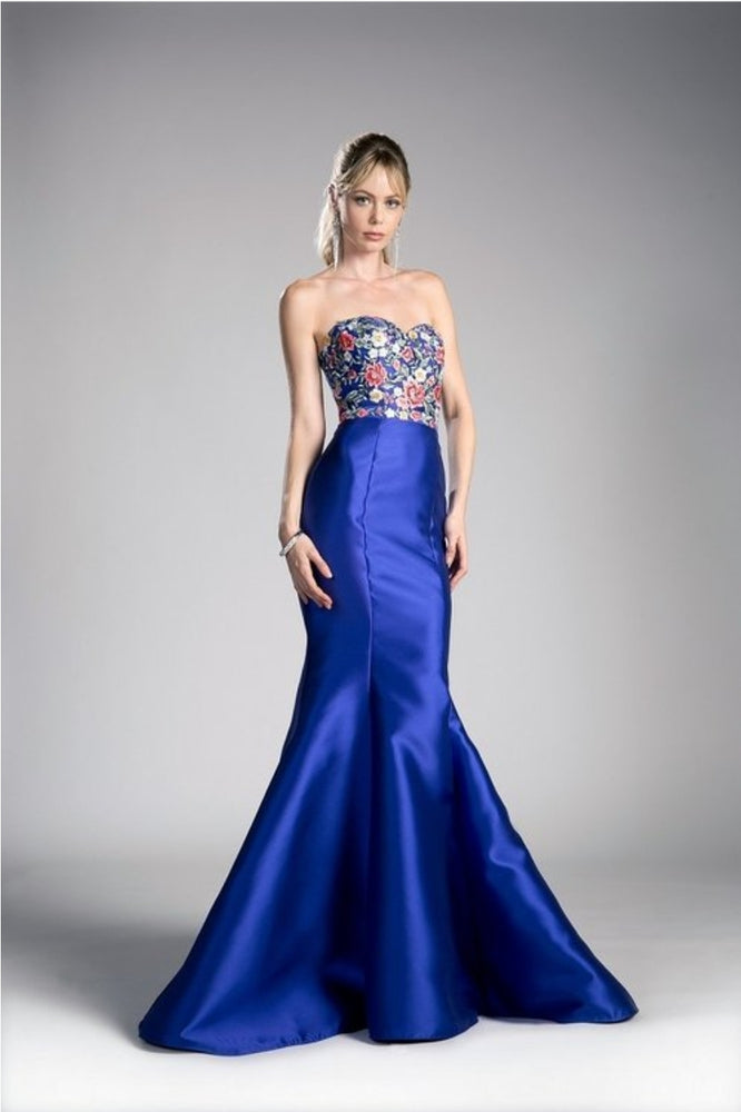 
                      
                        Mermaid Embellished Strapless Evening Gown Blue
                      
                    