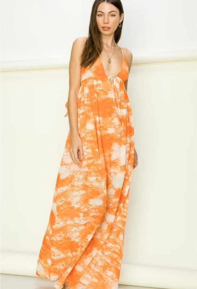 Tie Dye Orange Maxi Dress