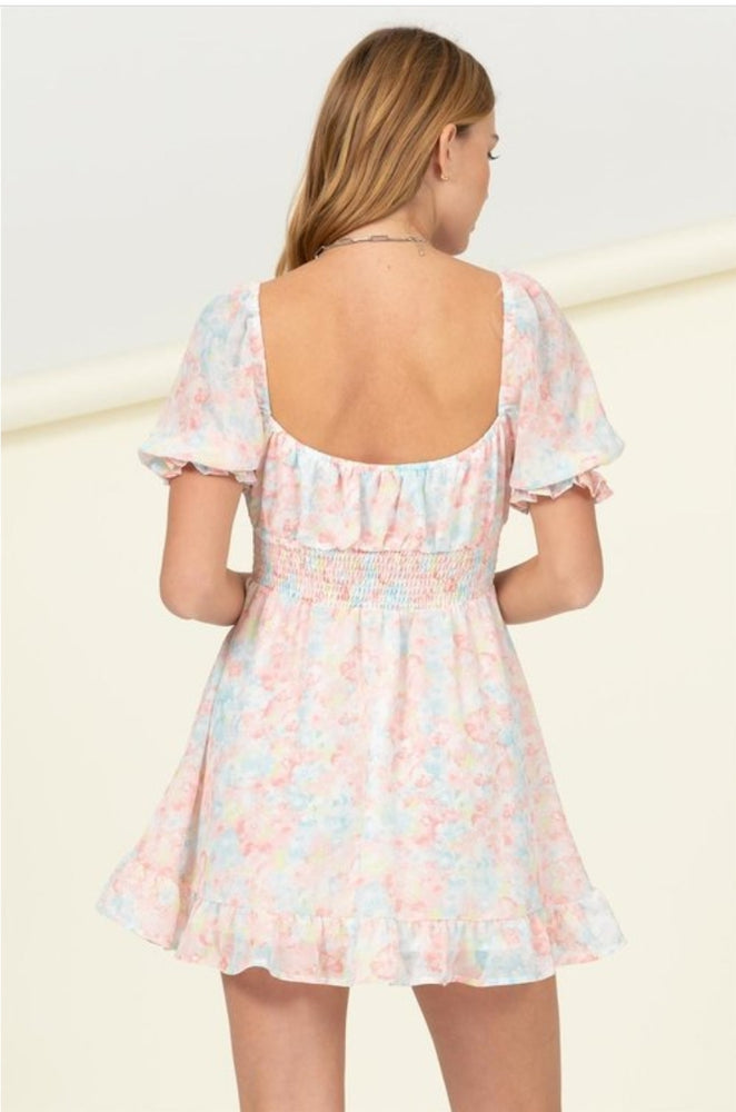 
                      
                        Light and Bright Ruffled Floral Print Mini Dress
                      
                    