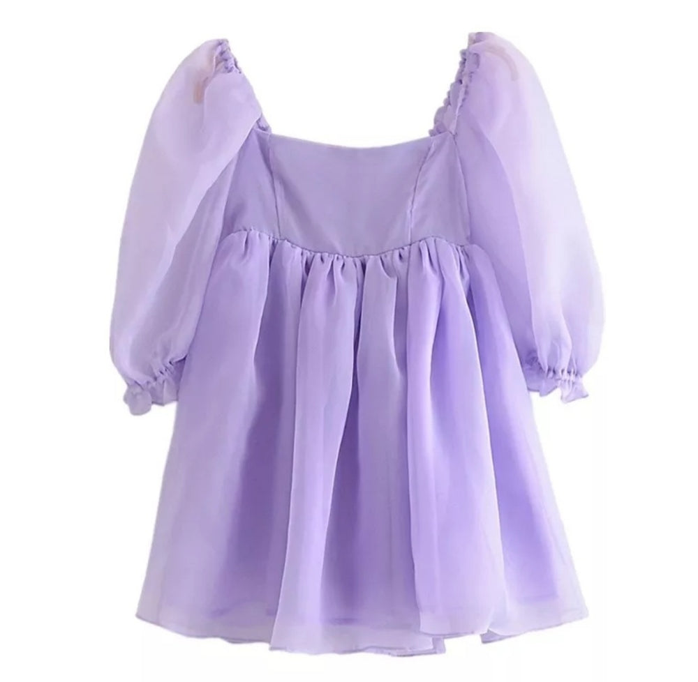 Organza Summer Mini Dress Purple