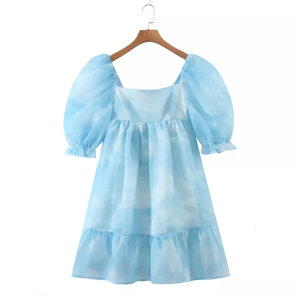 
                      
                        Blue Tie Dye Organza Summer Midi Dress
                      
                    