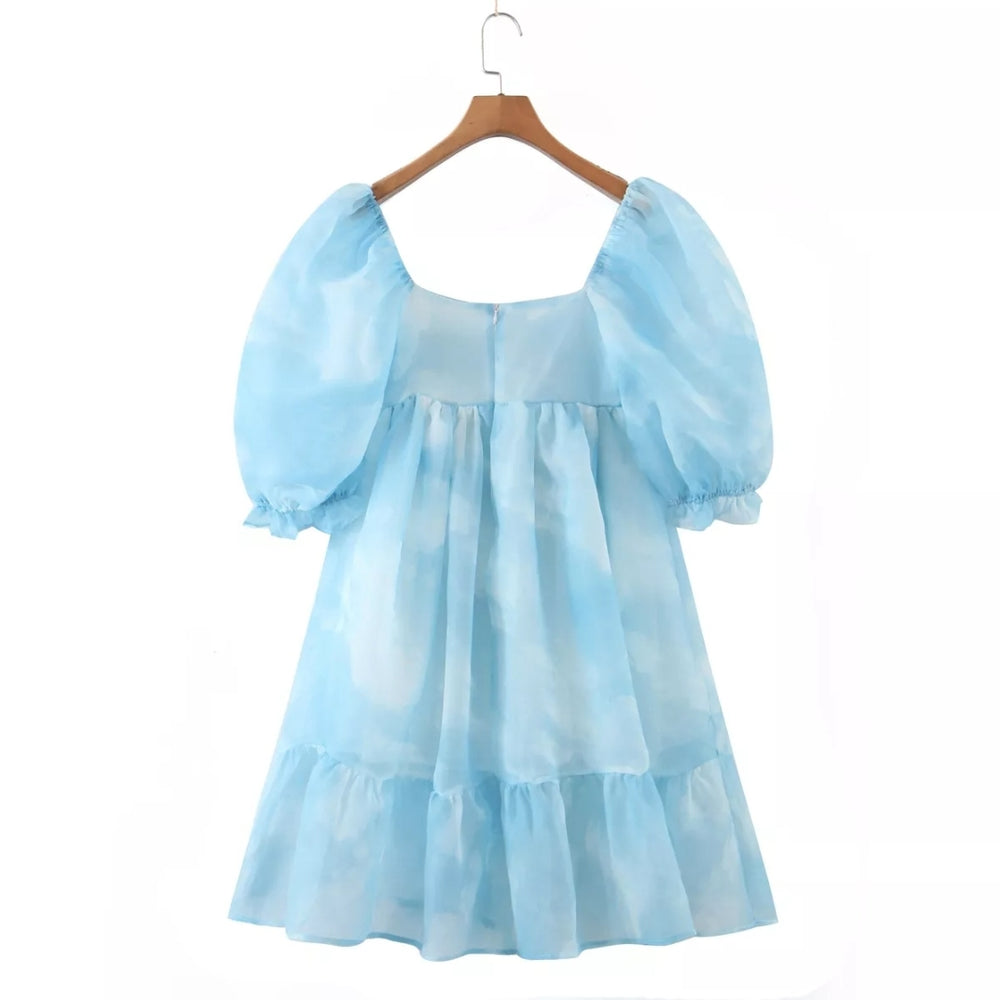 
                      
                        Blue Tie Dye Organza Summer Midi Dress
                      
                    