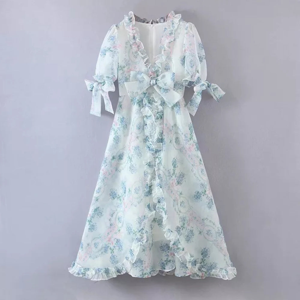 
                      
                        Floral Vintage Princess Organza Maxi Dress Blue
                      
                    