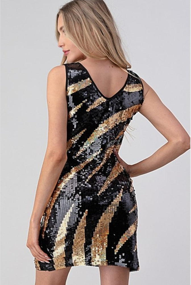 
                      
                        Two Tone Sequins Midi Dress
                      
                    