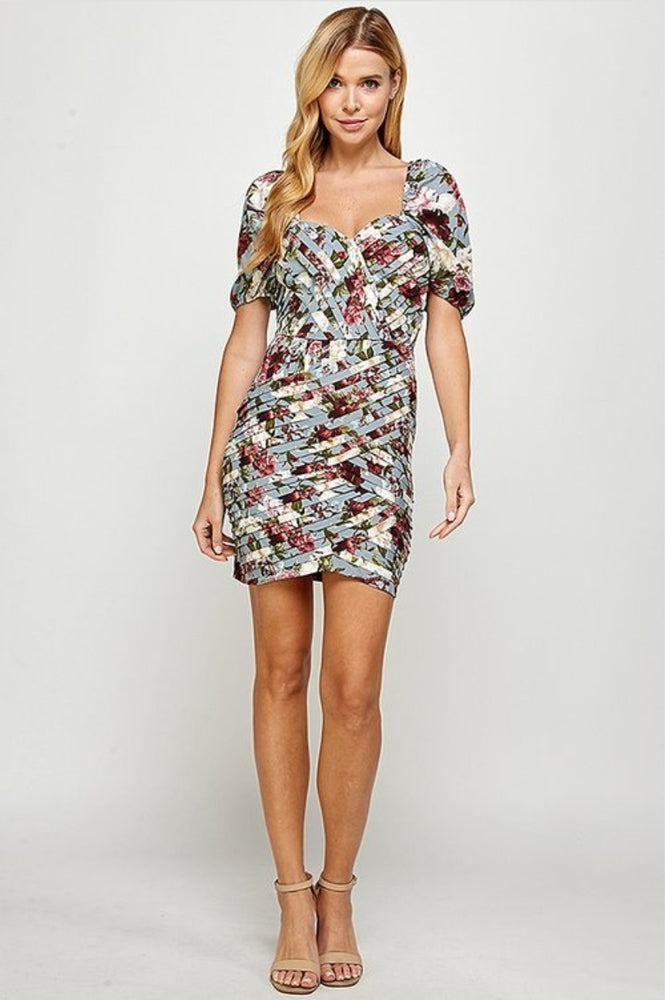 
                      
                        Printed Over Pleats Mini Dress
                      
                    