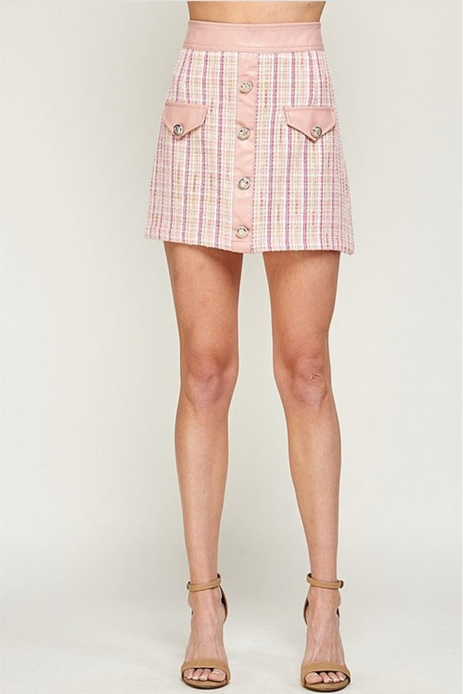 Pink Tweed A-line Skirt