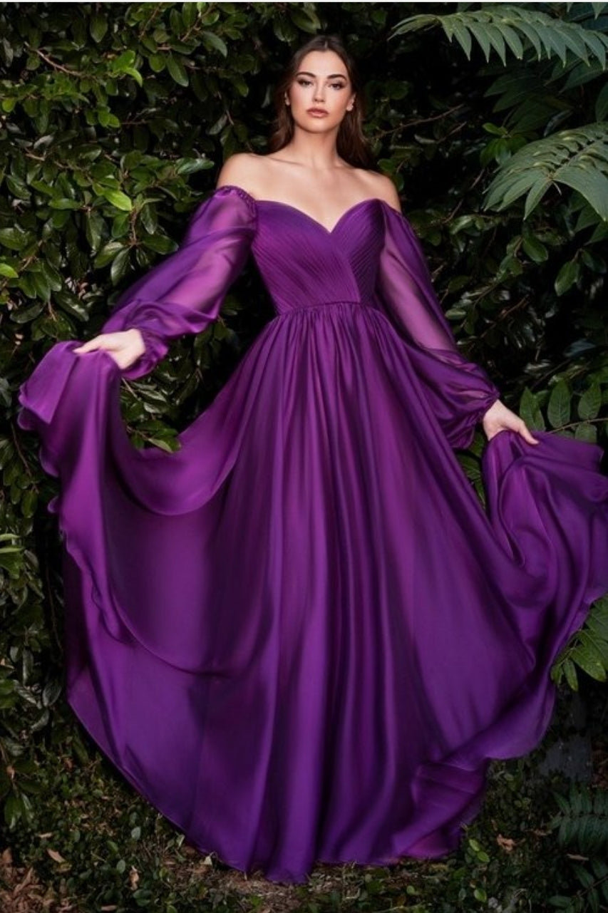 Off Shoulder Long Sleeve Maxi Dress